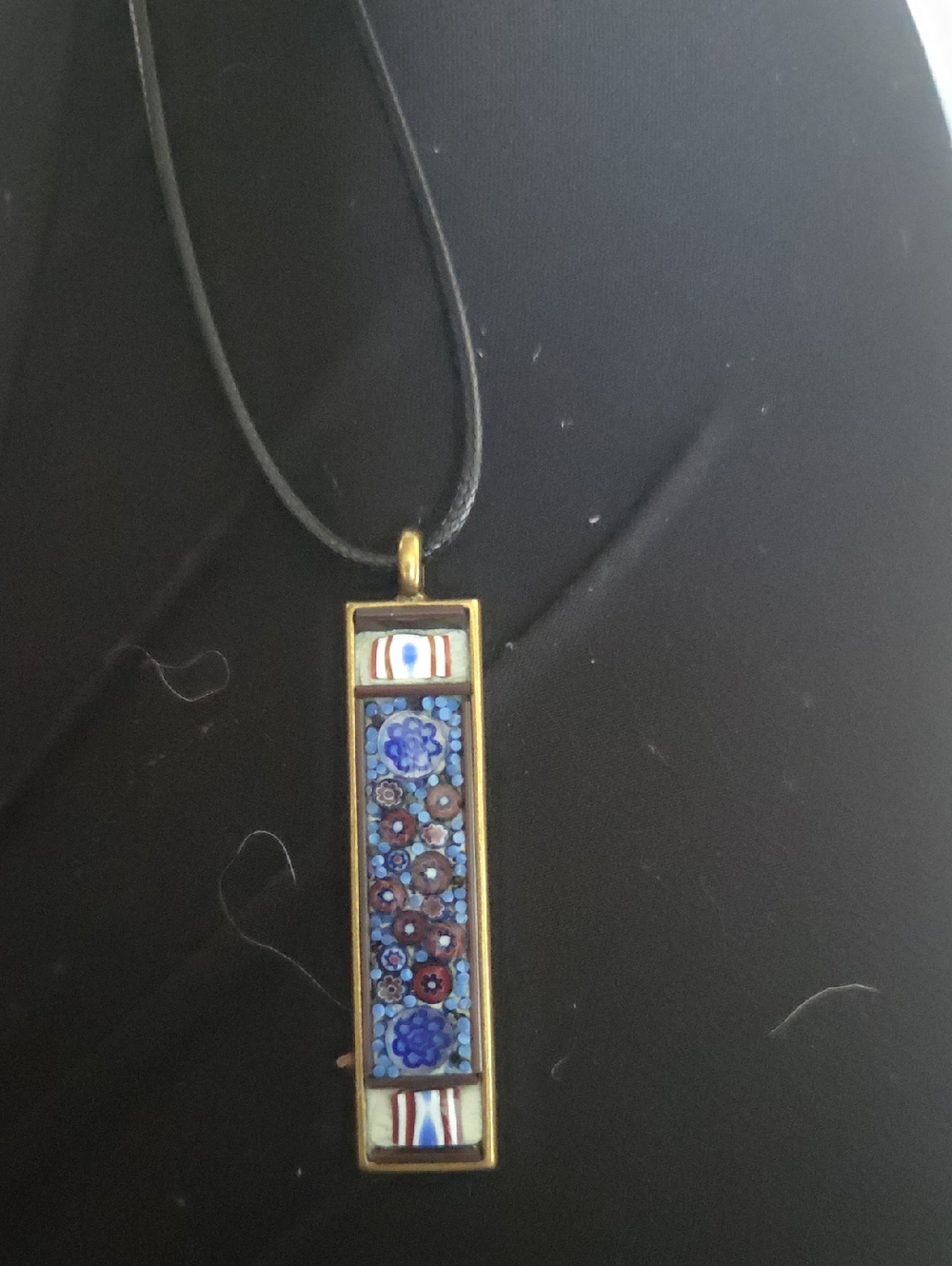Blue Mosaic Glass Pendant Necklace